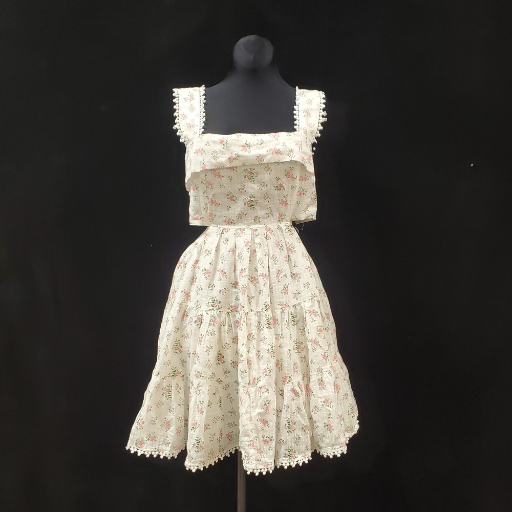 Mabel Womens Cottagecore Coquette Tiered Milkmaid Dress Size M Floral Smocked